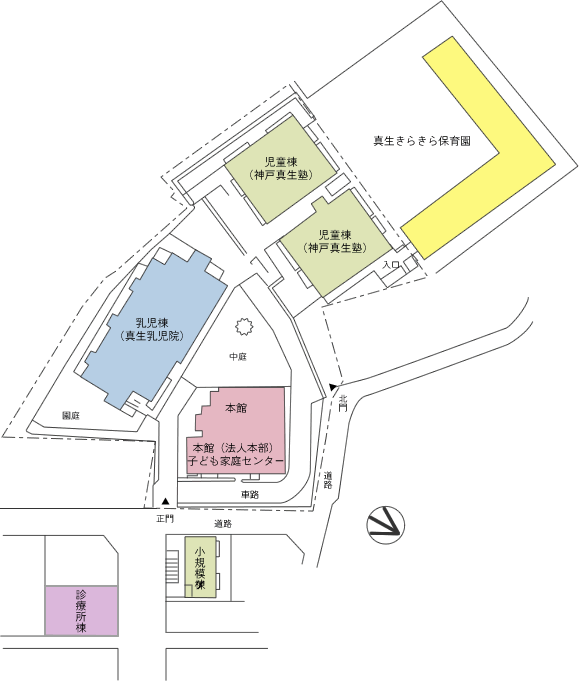 児童養護施設神戸真生塾　建物・敷地図